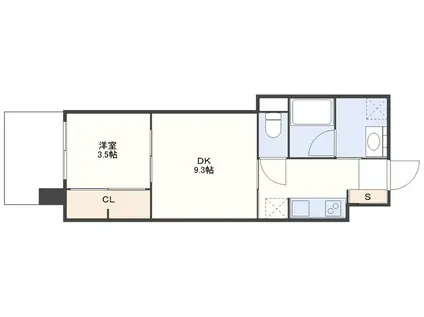 RJRプレシア浦上駅南(1DK/12階)の間取り写真