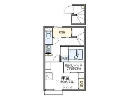 シュガーハイム(1K/2階)の間取り写真