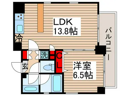 HUMAN HEIM月島(1LDK/10階)の間取り写真