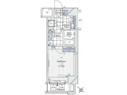 ガリシアレジデンス六本木(1K/9階)の間取り写真