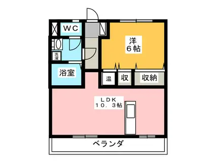 叶音IIウエスト(1LDK/3階)の間取り写真