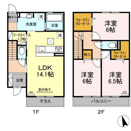 プランドール(3LDK/1階)の間取り写真