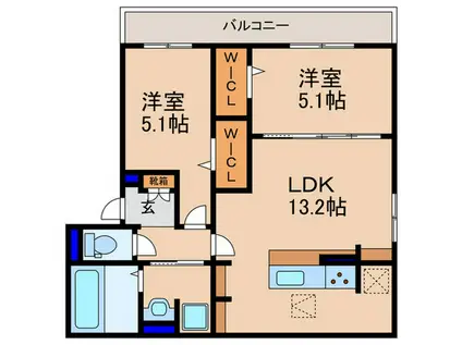 ビクトワールII(2LDK/1階)の間取り写真