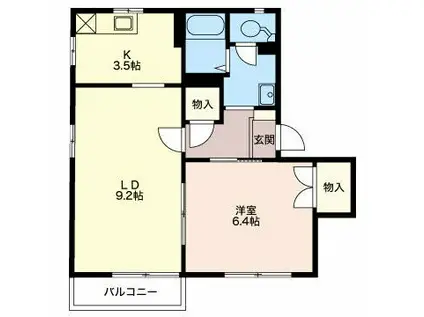 フレグランスグレープB(1LDK/2階)の間取り写真
