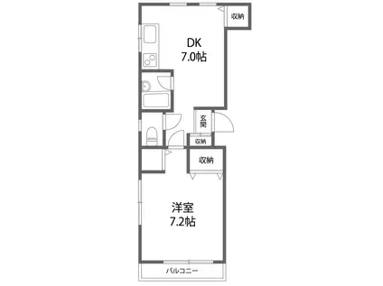 バリーハイツ(1DK/2階)の間取り写真