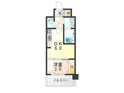 プレサンスTHE KYOTO 新町通(1DK/6階)の間取り写真