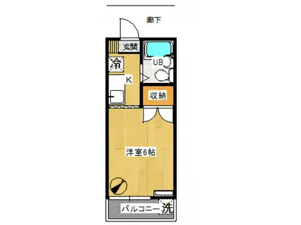 サンアベニュー岩田(1K/1階)の間取り写真