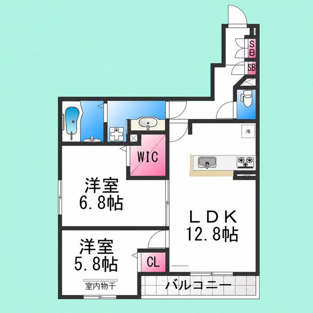 LIBERTY ISLAND(2LDK/1階)の間取り写真