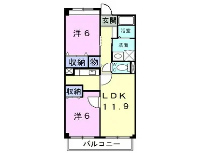 ゴールドレジデンスII(2LDK/3階)の間取り写真