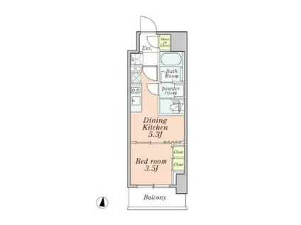 クレストコート本所吾妻橋(1DK/2階)の間取り写真