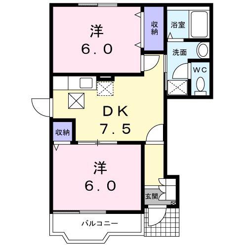 ティンカーベル(2DK/1階)の間取り写真