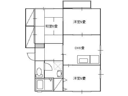 フラワーレジデンス KAPELL(3DK/1階)の間取り写真