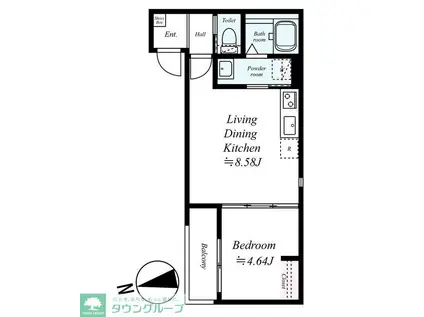 GRADUS稲毛II(1LDK/3階)の間取り写真