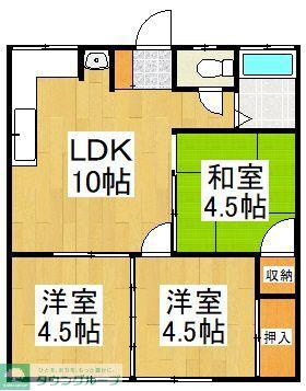 稲荷台ハイツ(3LDK/2階)の間取り写真