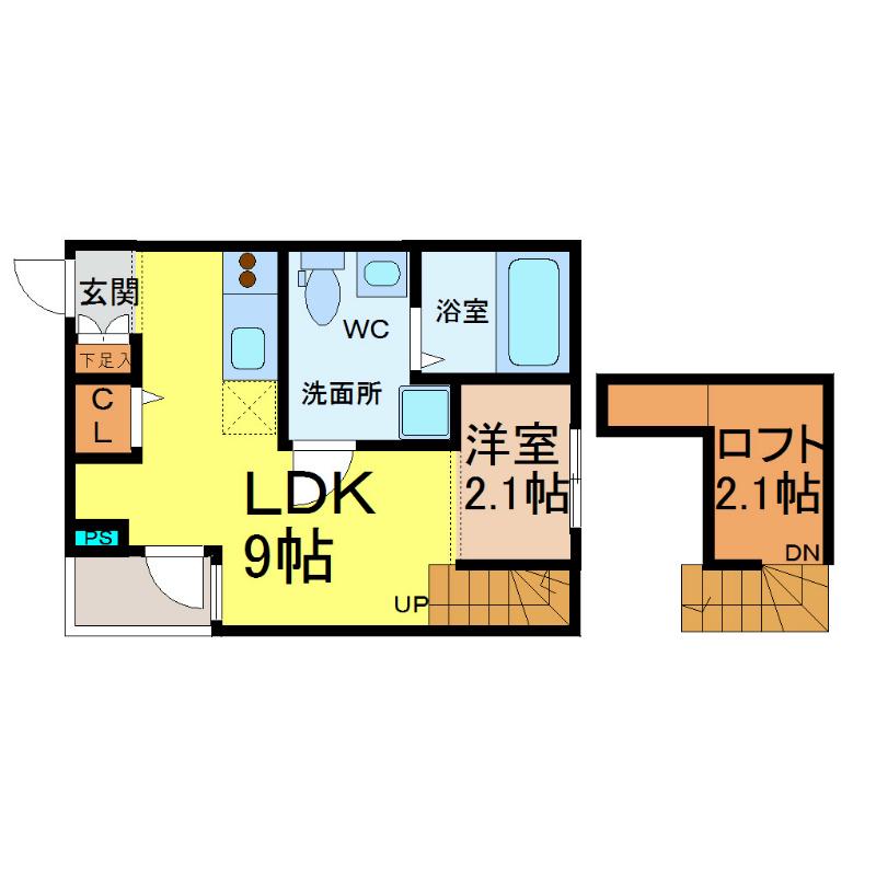REX新栄(1LDK/2階)の間取り写真