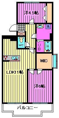 荻嶋グリーンハイツ(2LDK/3階)の間取り写真