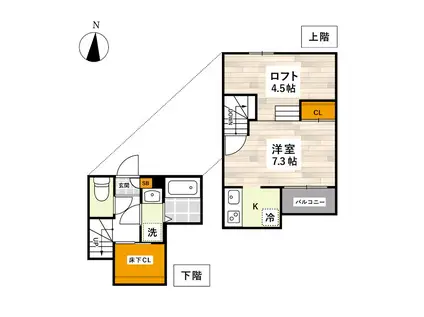 ADC平成駅西J21353(1K/1階)の間取り写真