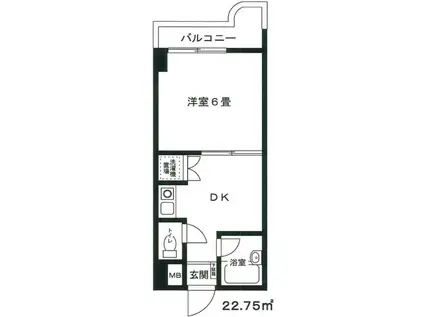 スカイラインパレス(1K/6階)の間取り写真