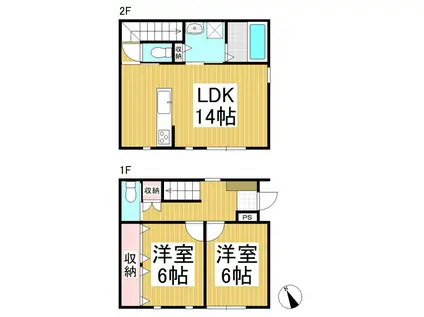 竹花様メゾネット(2LDK/1階)の間取り写真