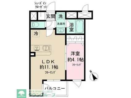 GUTE WOHNUNG 北千住(1LDK/4階)の間取り写真