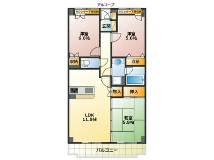 ヒルサイドヴィラ東戸塚(3LDK/3階)の間取り写真