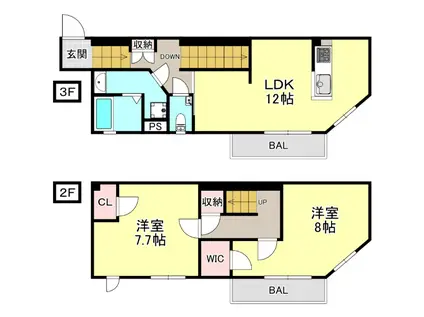セゾンドオカモト(2LDK/3階)の間取り写真