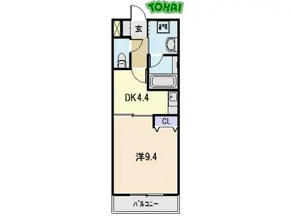 マンション太陽(1DK/5階)の間取り写真