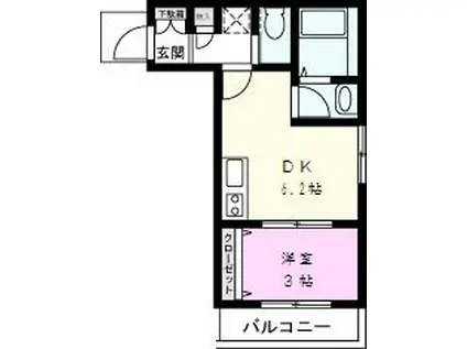 藤荘(1DK/2階)の間取り写真