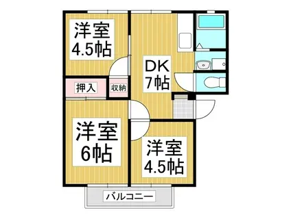 コーポ誠心(3DK/2階)の間取り写真