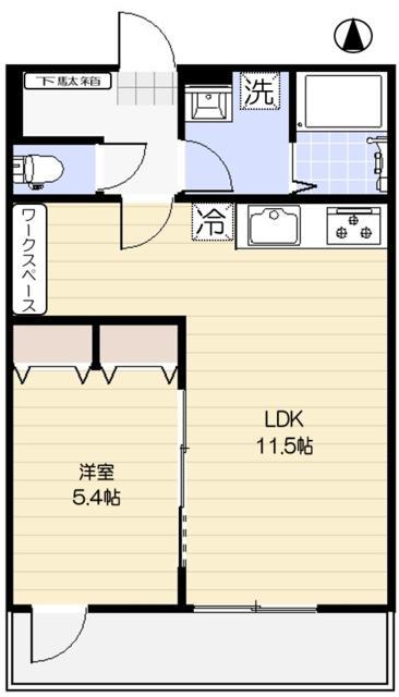 ウエスト・ハイランド・コート(1LDK/2階)の間取り写真