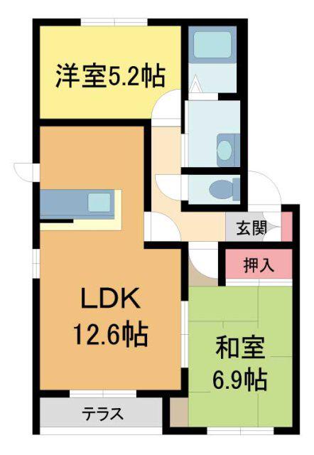 シャーメゾン甲南(2LDK/1階)の間取り写真