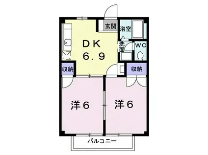 ベルハイツ岡野(2DK/1階)の間取り写真