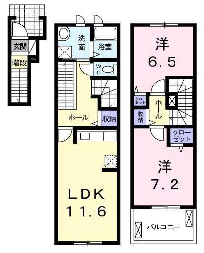 ジュエル(2LDK/2階)の間取り写真
