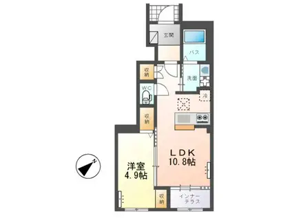 ひたちなか市足崎字原 アパートI期(1LDK/1階)の間取り写真