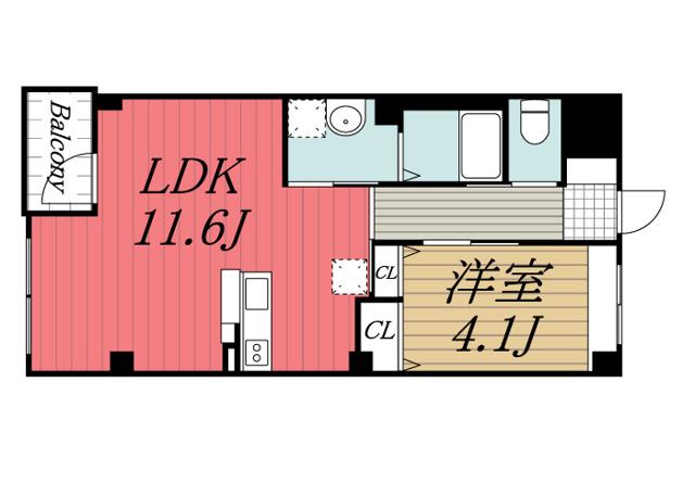 パークサイド八幡宿(1LDK/2階)の間取り写真