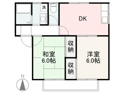 ガーデンヒルズ鬼無(2DK/2階)の間取り写真