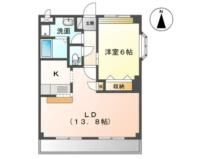 サンパレスマーサ 和(1LDK/2階)の間取り写真