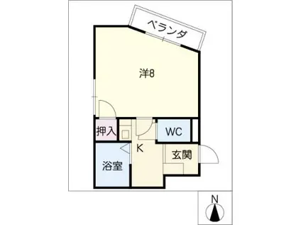 ローレルハウス(1K/4階)の間取り写真