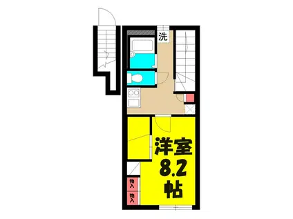 宮代庭苑(1K/2階)の間取り写真