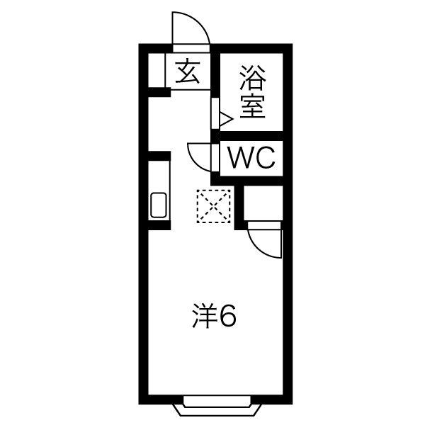 クイーンズコート西灘(1K/2階)の間取り写真
