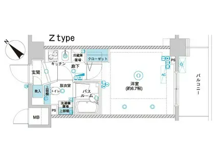 フェニックス横濱関内BAY GAIA(1K/10階)の間取り写真