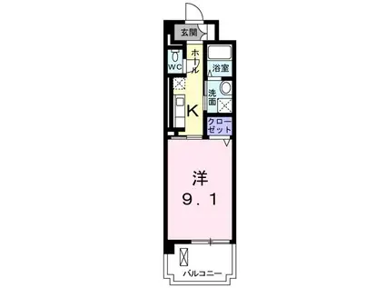 オペルビューMJ(1K/1階)の間取り写真