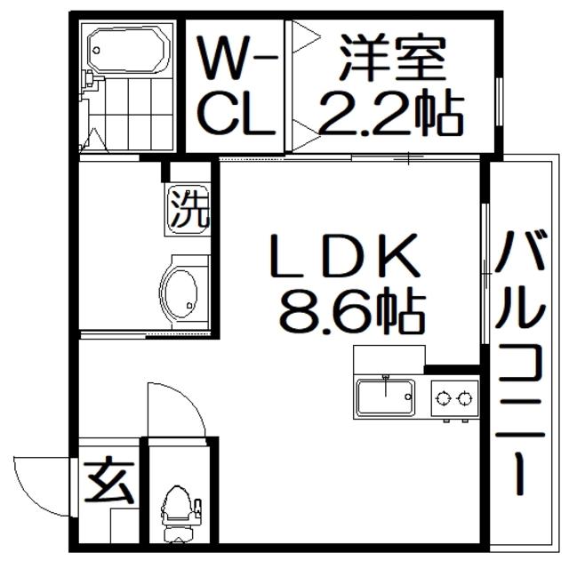 リアフラッツ香里園ノース(1LDK/3階)の間取り写真