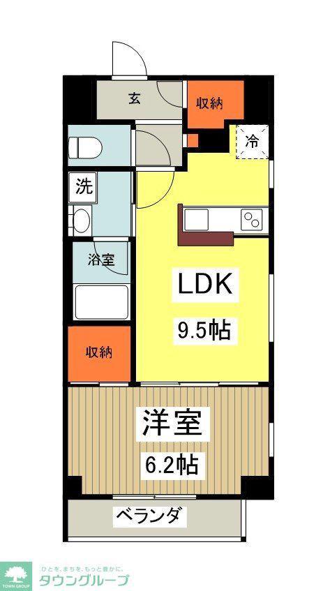 グランツアベニュー立川錦町(1LDK/4階)の間取り写真