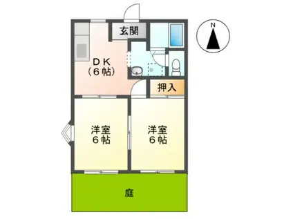 カメリア B棟(2DK/2階)の間取り写真