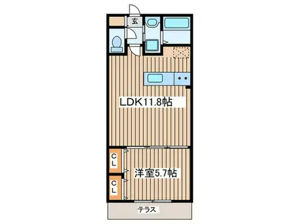 アザーレ・レミファ生田(1LDK/1階)の間取り写真