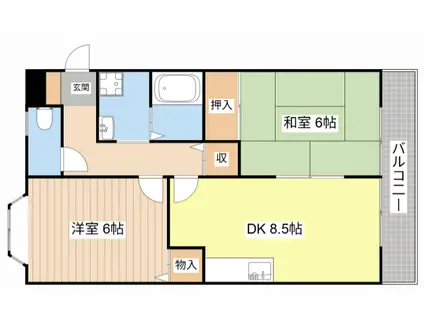 カームハイツ(2DK/1階)の間取り写真