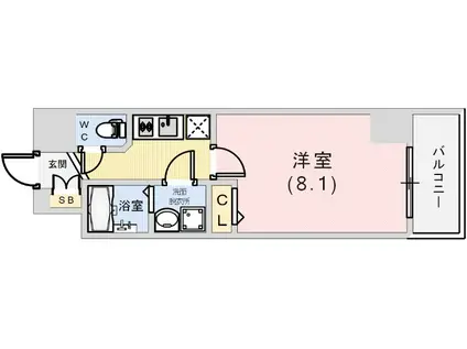 レジデンス神戸ヴェルノ(1K/10階)の間取り写真