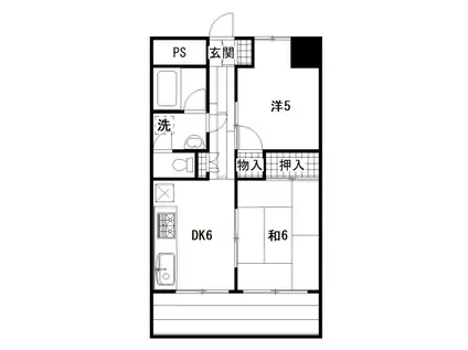 ビクトリーマンション(2DK/6階)の間取り写真