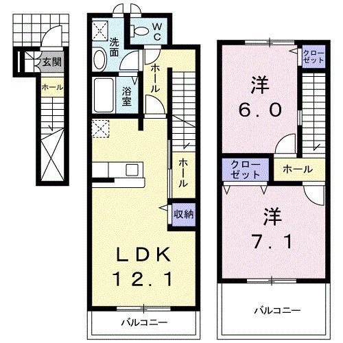 サニーレジデンス上野II(2LDK/2階)の間取り写真